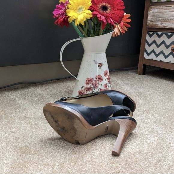 Faith Open Toe Sling Back Shoes, Black, Size 7/7.5 - Picture 2 of 15